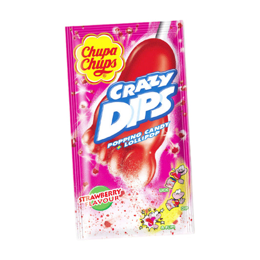 Pirulito Crazy Dips Chupa Chups com pó explosivo colorido