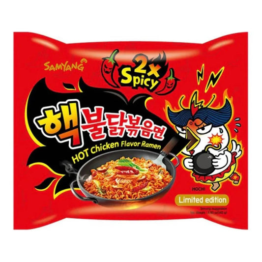 Embalagem vermelha Samyang Ramen Hot Chicken 2x Spicy coreano