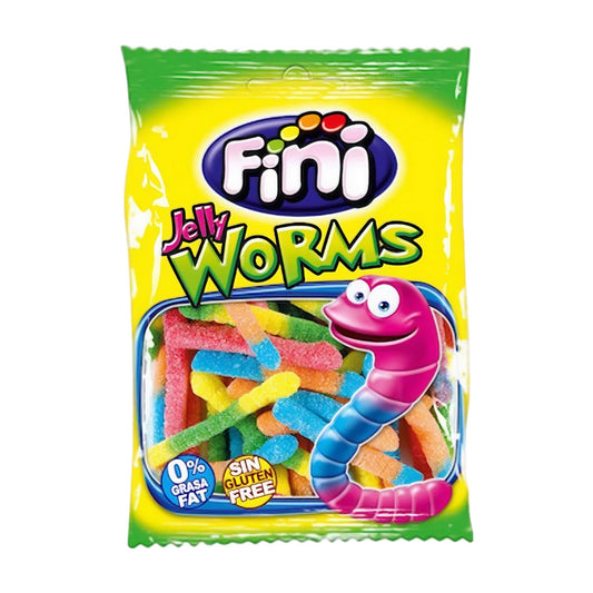 Gomas ácidas Fini Worms coloridas em embalagem tradicional