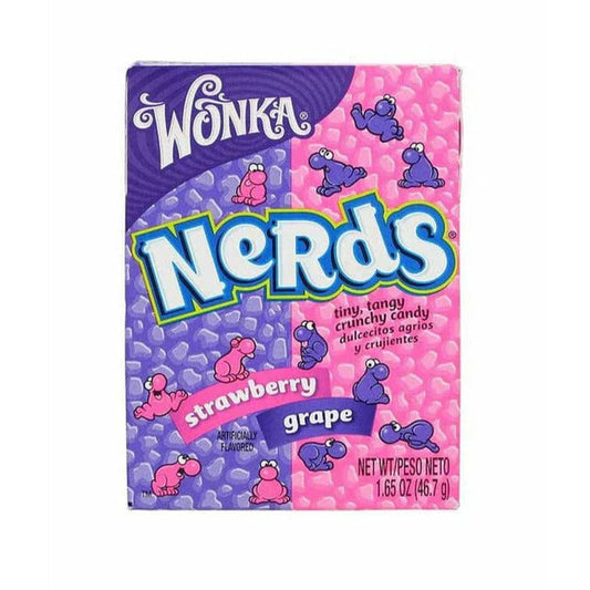 Embalagem colorida Wonka Nerds sabores uva e morango
