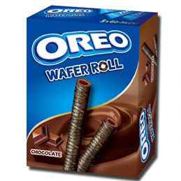 Oreo Wafer Roll Chocolate embalagem tubo crocante snack importado